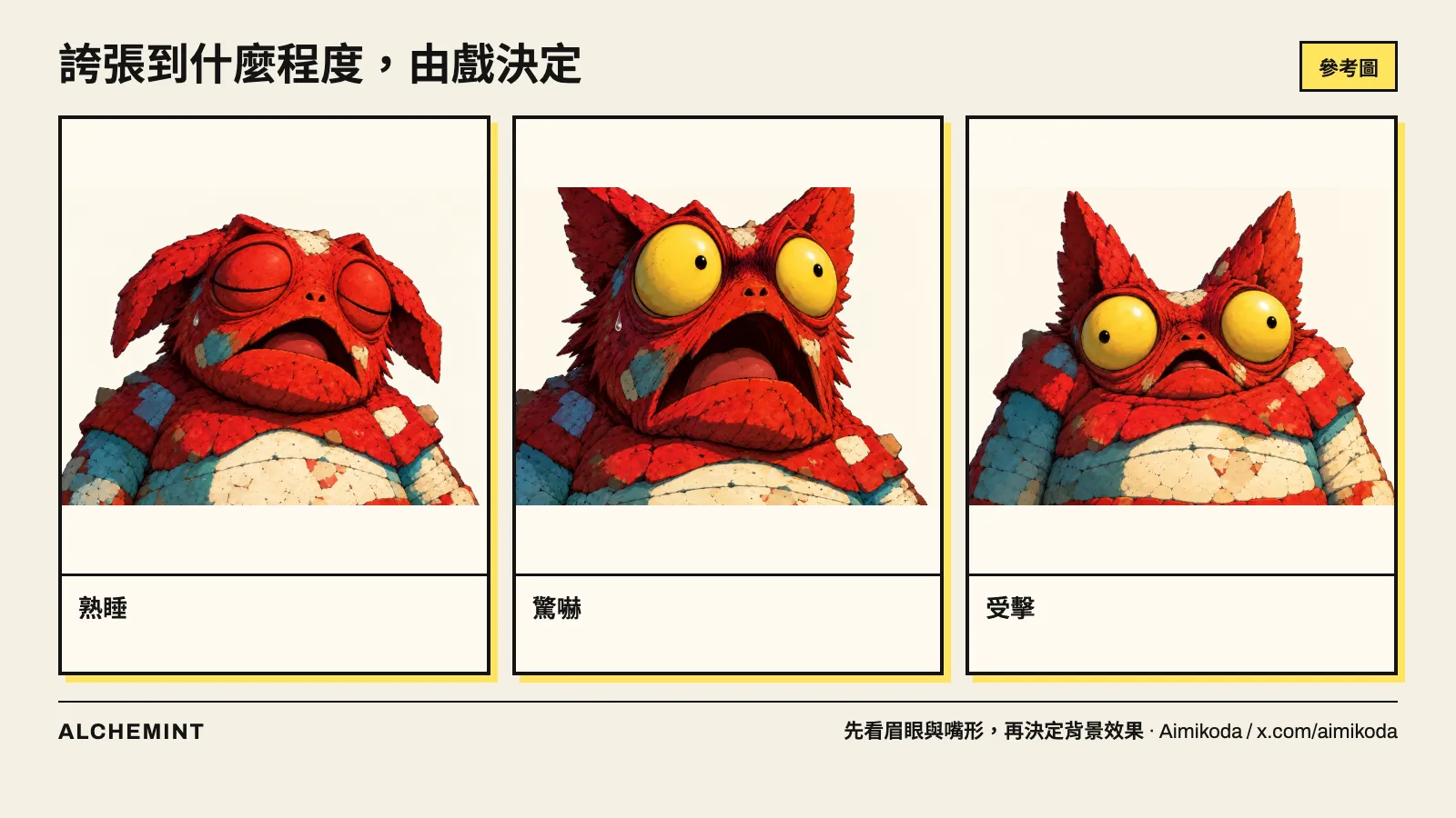RUK 熟睡、驚嚇與受擊的三種表情參考