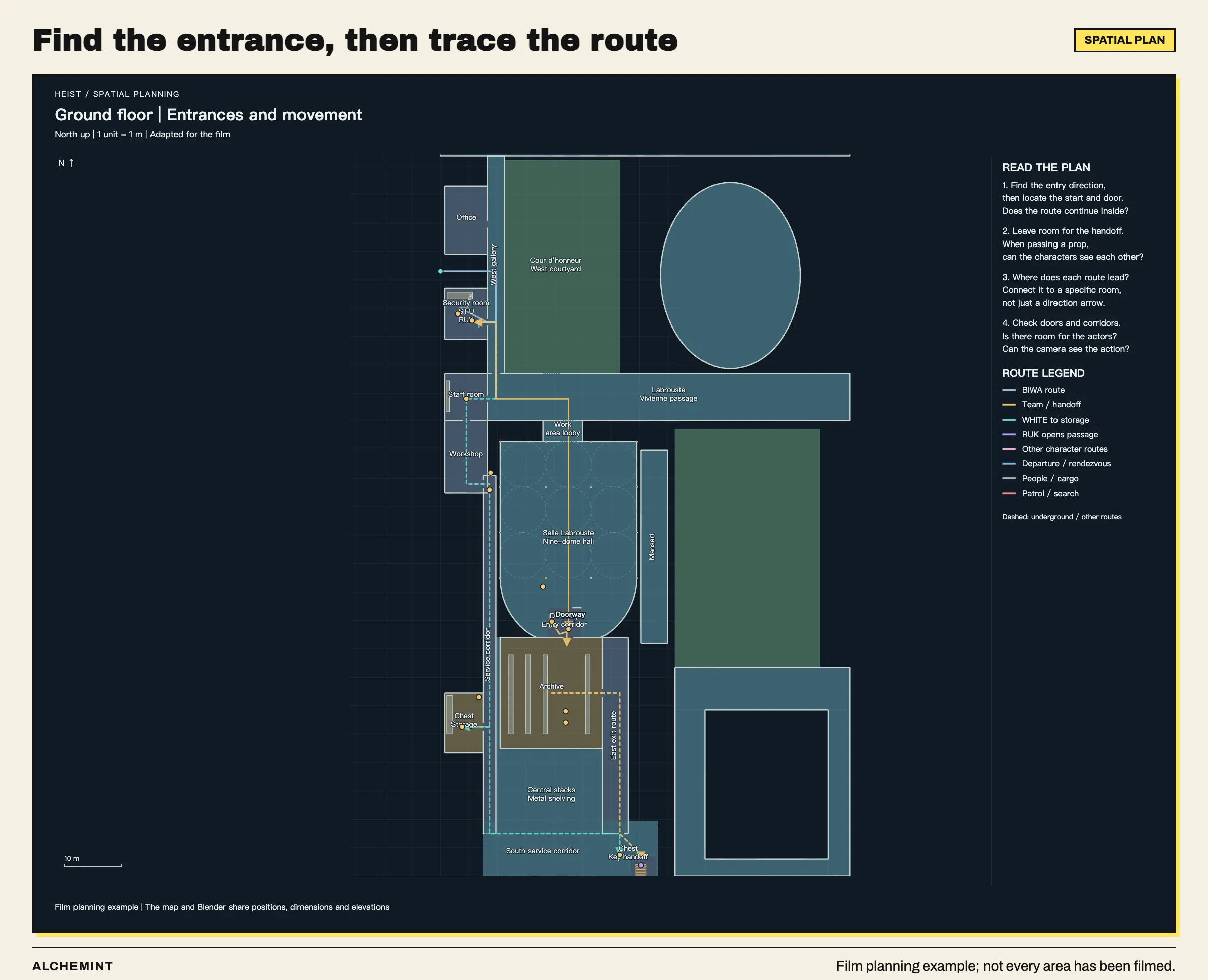 The library complex’s ground-floor movement plan